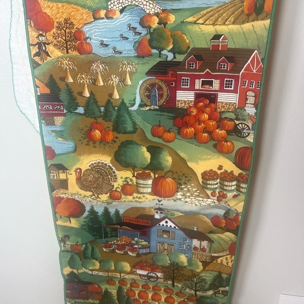 Table Runner Fall Harvest Country Village Thanksgiving Decor 68” x 13”